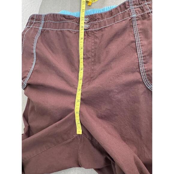 SB Active Women’s XL Brown Cargo Capri Pants with Teal Contrast Stitching Y2K - Picture 6 of 9